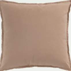 Coussin brodé en coton 45x45cm - beige corde