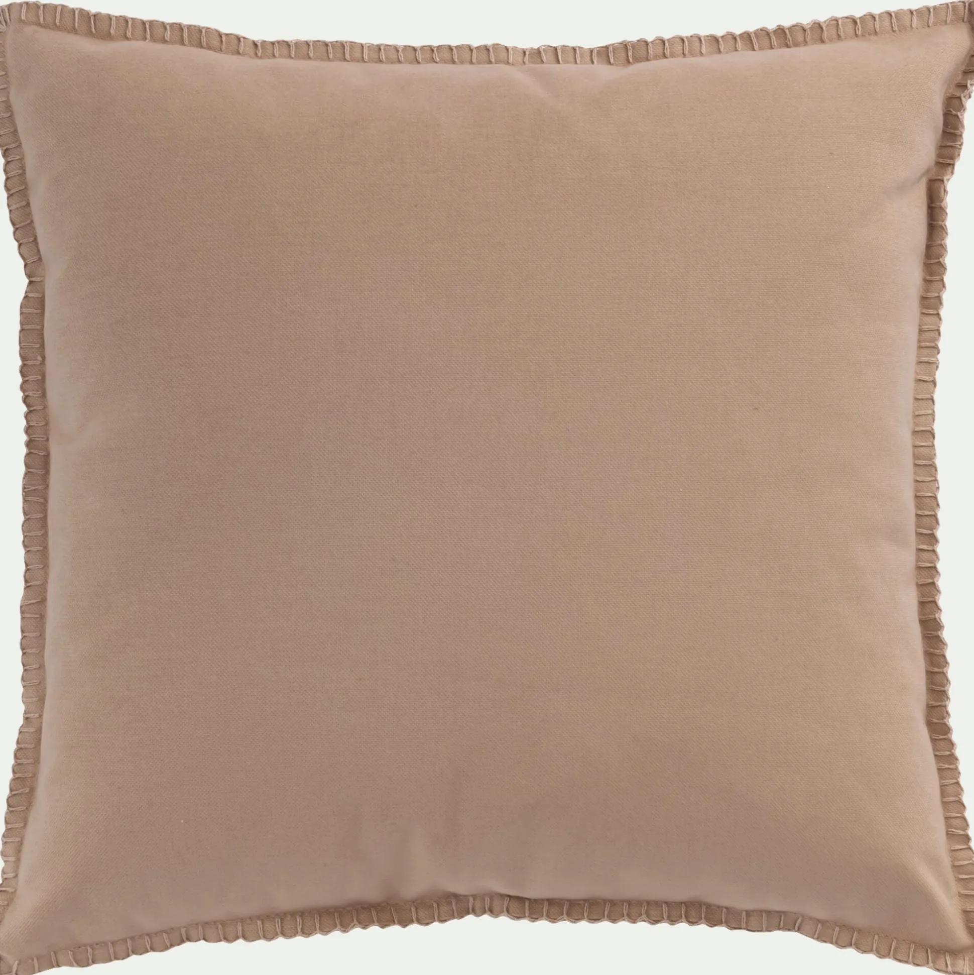 Coussin brodé en coton 45x45cm - beige corde