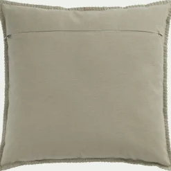 Coussin brodé en coton 45x45cm - vert olivier