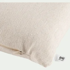 Coussin chambray en coton 30x50cm - beige