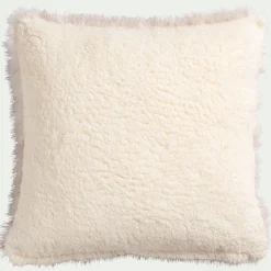Coussin effet fourrure 45x45cm - blanc