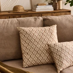 Coussin en coton à motif 45x45cm - beige