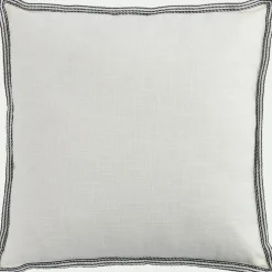 Coussin en coton finition galon 45x45cm - blanc