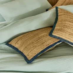 coussin en jute avec finition liseré 35x50cm - naturel