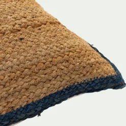 coussin en jute avec finition liseré 35x50cm - naturel