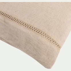 Coussin en lin et coton finition liseré 45x45cm - beige