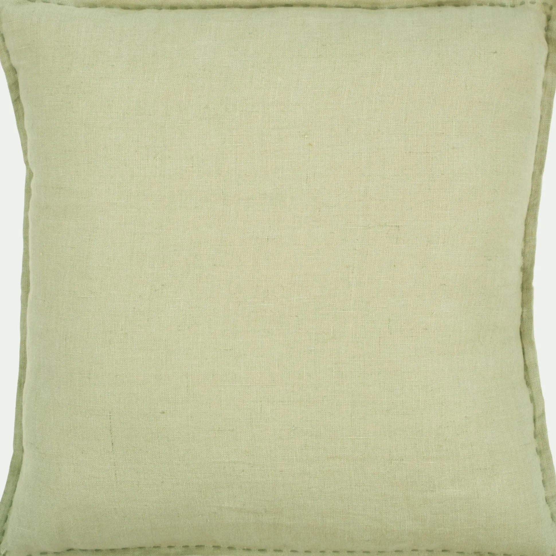 Coussin en lin lavé finition surpiqure 45x45cm - vert olivier