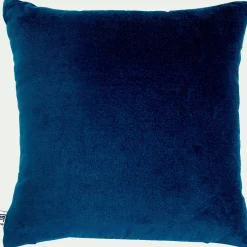 Coussin en velours de coton - bleu figuerolles 45x45cm