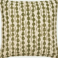 Coussin ethnique en coton - vert cèdre 45x45cm