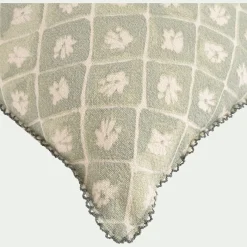 Coussin finition croquet en coton 30x80cm - vert