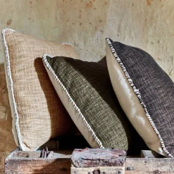 Coussin finition passepoil en coton 45x45cm - vert