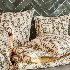 Coussin motif romarin en coton 45x45cm - blanc