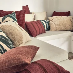 Coussin motifs laineux en coton 45x45cm - naturel