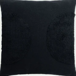Coussin motifs laineux en coton 45x45cm - noir