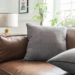 Coussin points bourdon en coton - gris ardoise 45x45cm