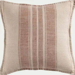 Coussin rayé en lin 45x45cm - rouge