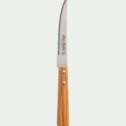 Couteau à steak en inox et bois d'olivier 23cm - naturel