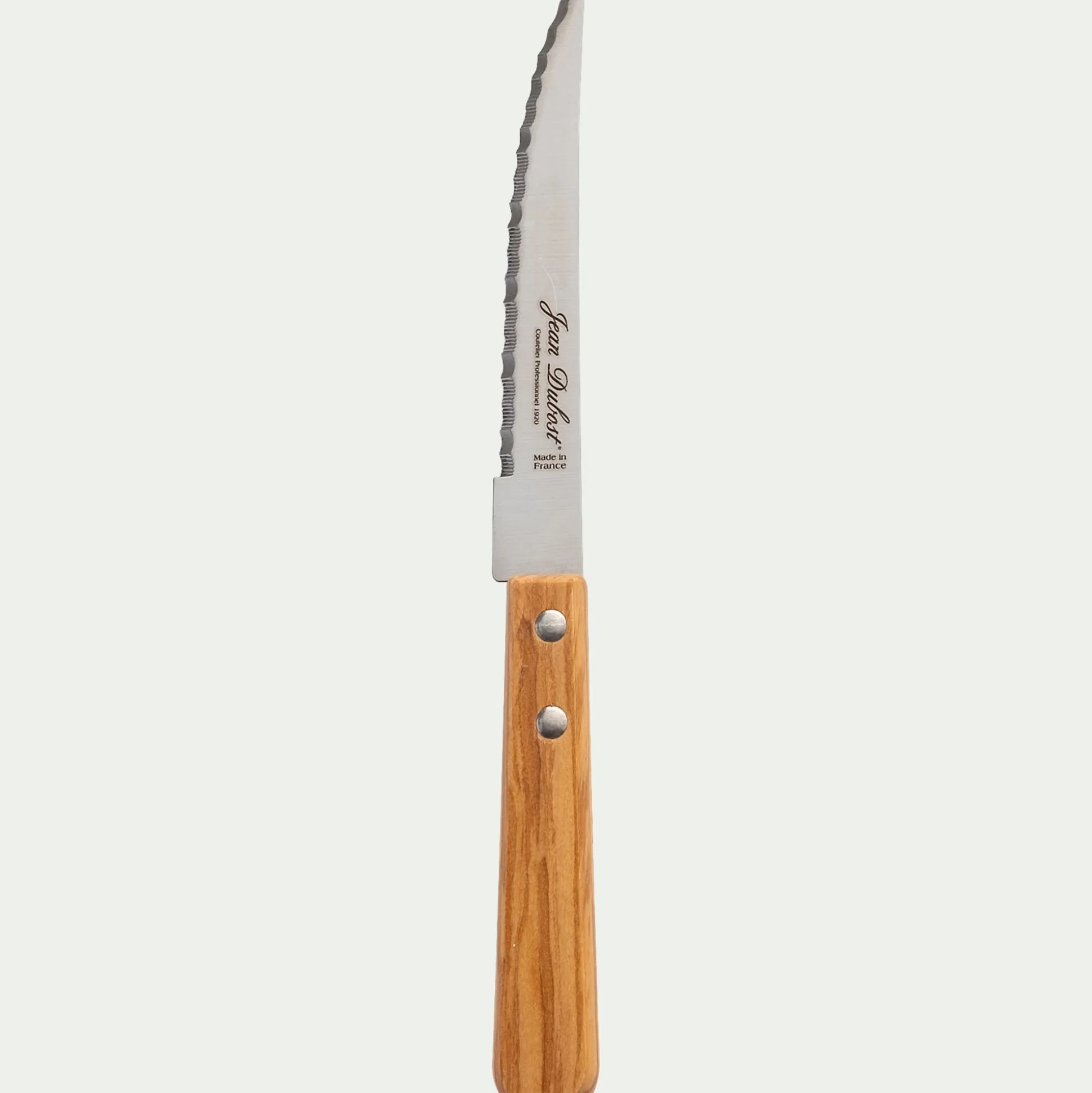 Couteau à steak en inox et bois d'olivier 23cm - naturel