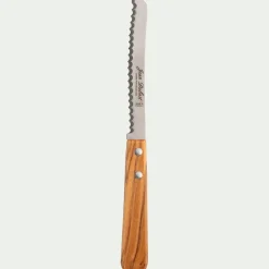 Couteau à tomates en inox et bois d'olivier 21cm - naturel