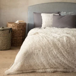 Couvre-lit imitation fourrure en polyester - blanc 180x220cm
