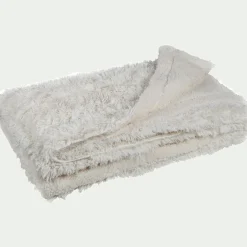 Couvre-lit imitation fourrure en polyester - blanc 180x220cm