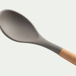 Cuillère en bois et silicone - brun terre ombre