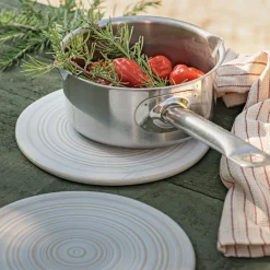 Dessous de plat en grès D21cm - blanc