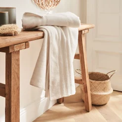 Drap de bain bouclette en coton - blanc ventoux 100x150cm