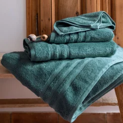 Drap de bain bouclette en coton - vert 100x150cm