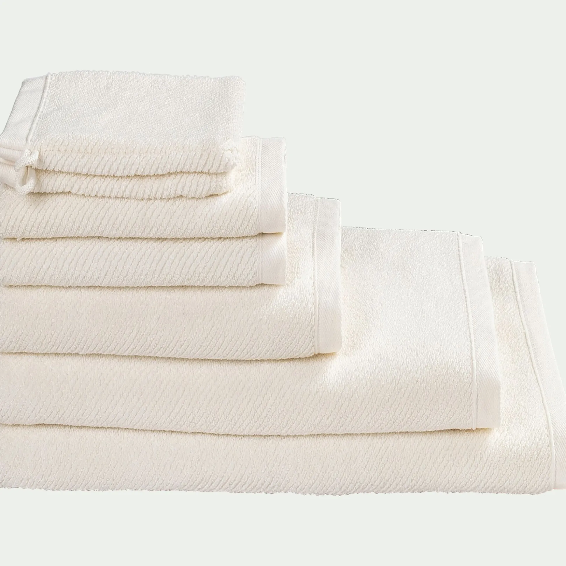 Drap de bain en bouclettes de coton bio - blanc ventoux 90x150cm