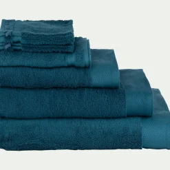 Drap de bain en coton peigné - bleu figuerolles 100x150cm