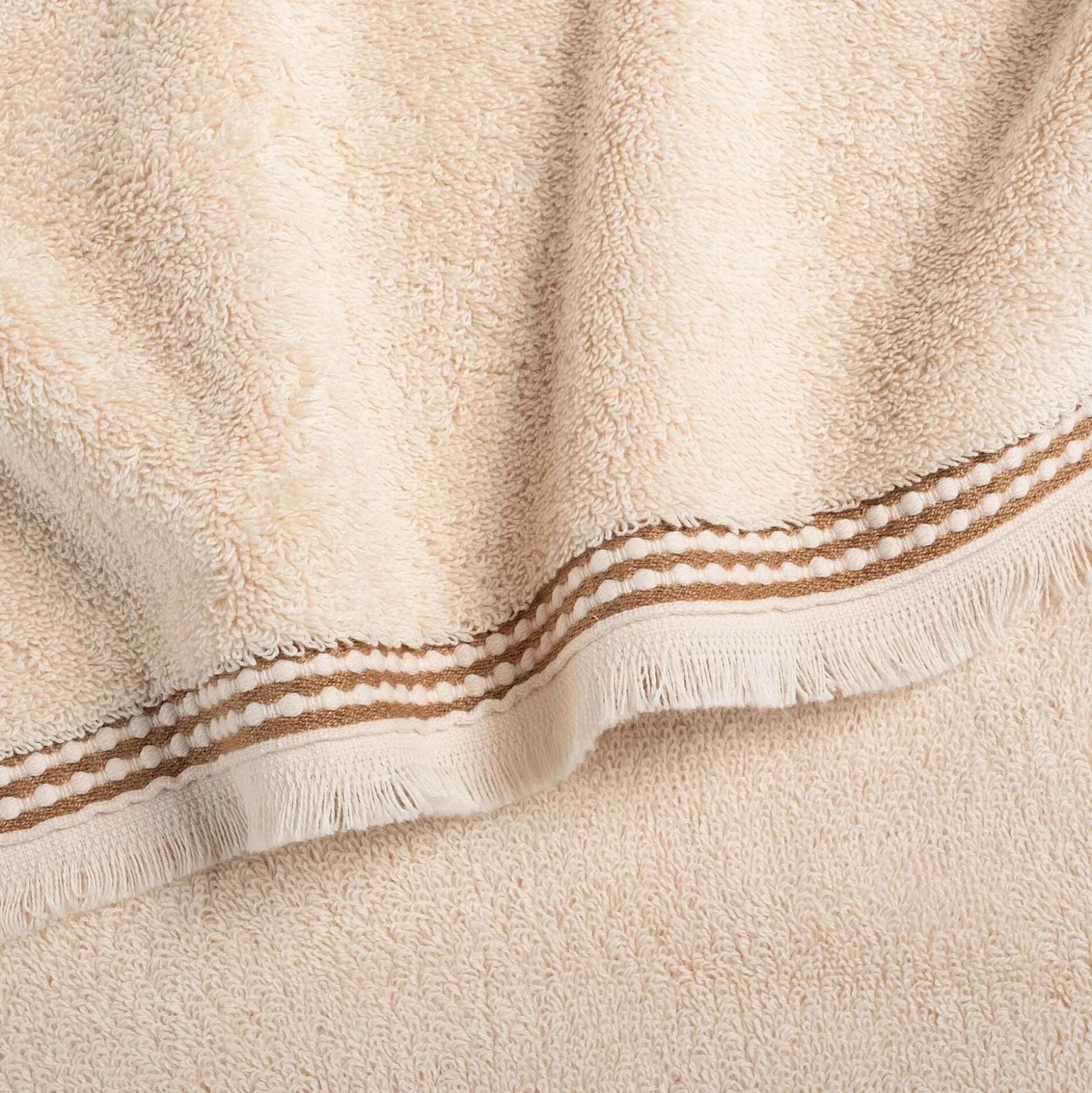 Drap de bain frangé en coton 100x150cm - blanc écru