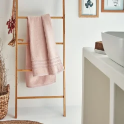 Drap de douche bouclette en coton - rose grège 70x140cm
