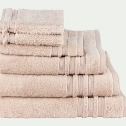 Drap de douche bouclette en coton - rose grège 70x140cm