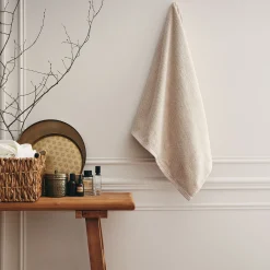 Drap de douche en bouclettes de coton bio - beige alpilles 70x130cm