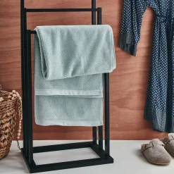 Drap de douche en bouclettes de coton bio - bleu 70x130cm