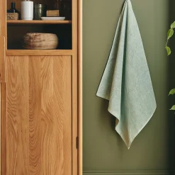 Drap de douche en bouclettes de coton bio 70x130cm - vert olivier