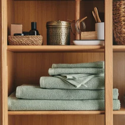 Drap de douche en bouclettes de coton bio 70x130cm - vert olivier