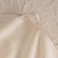 Drap de douche en coton motif floral 70x140cm - blanc écru