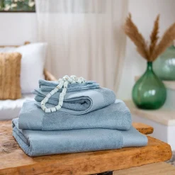 Drap de douche en coton peigné - bleu calaluna 70x140cm