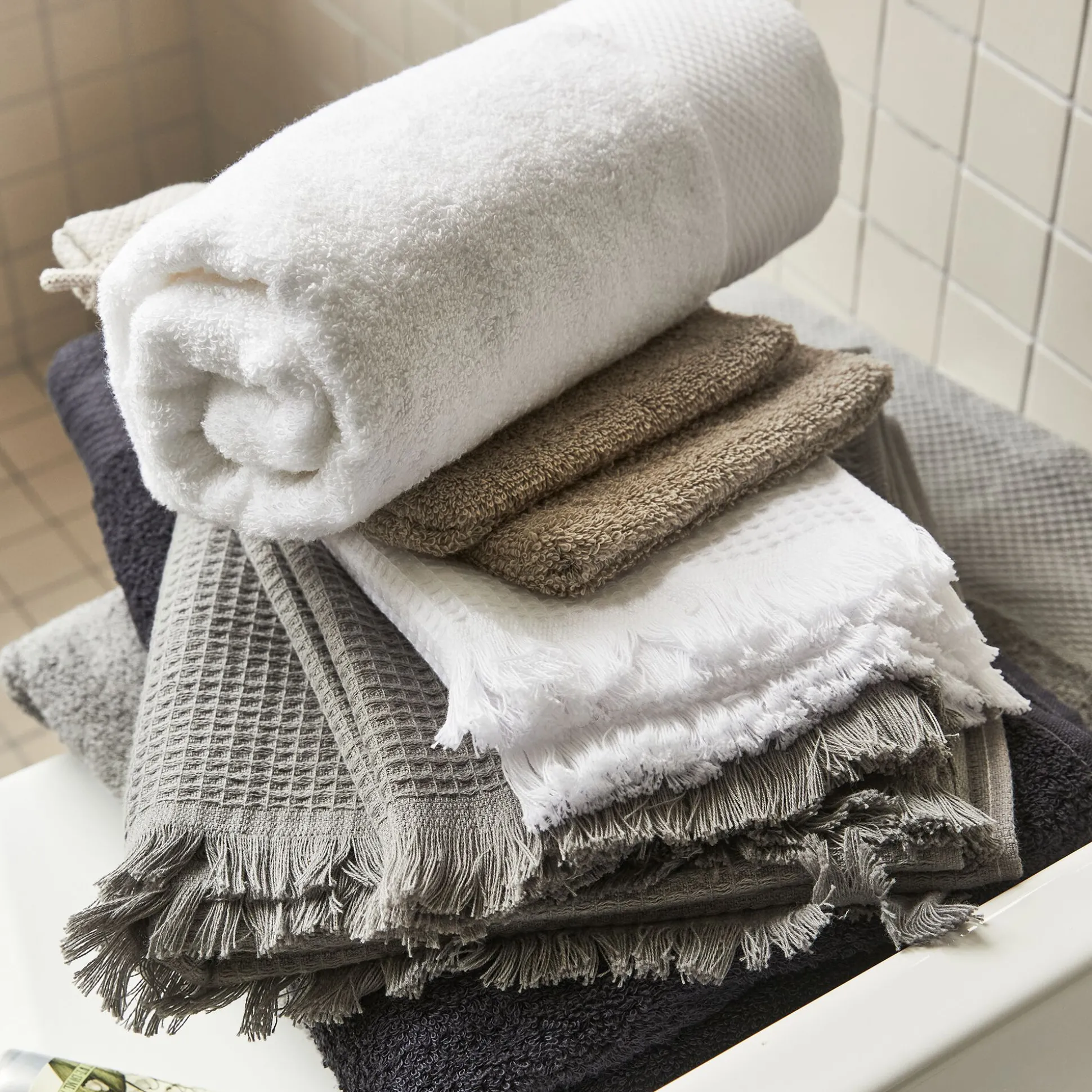 Drap de douche en coton peigné - blanc optique 70x140cm