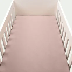Drap housse bébé en coton bio 70x140+B15cm - rose rosa