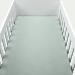 Drap housse bébé en coton bio 60x120+B15cm - vert
