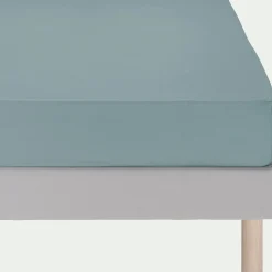 Drap housse en coton 140x200cm B30cm - bleu calaluna