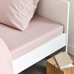 Drap housse en coton 160x200cm B25cm - rose rosa