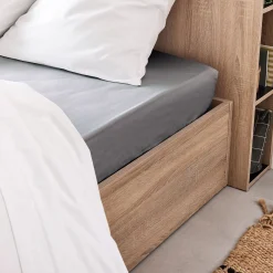 Drap housse en coton 90x200cm B25cm - gris restanque