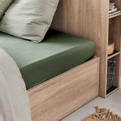 Drap housse en coton 140x200cm B25cm - vert cèdre