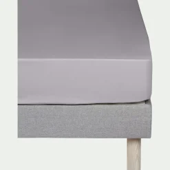 Drap housse en coton 200x200cm B30cm - gris restanque