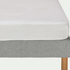 Drap housse en double gaze de coton 140x200cm b30cm - blanc