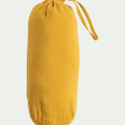 Drap housse en lin lavé 140x200cm B28cm - jaune argan